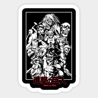 Attack on Titan - All Nine Titans Art Sticker
